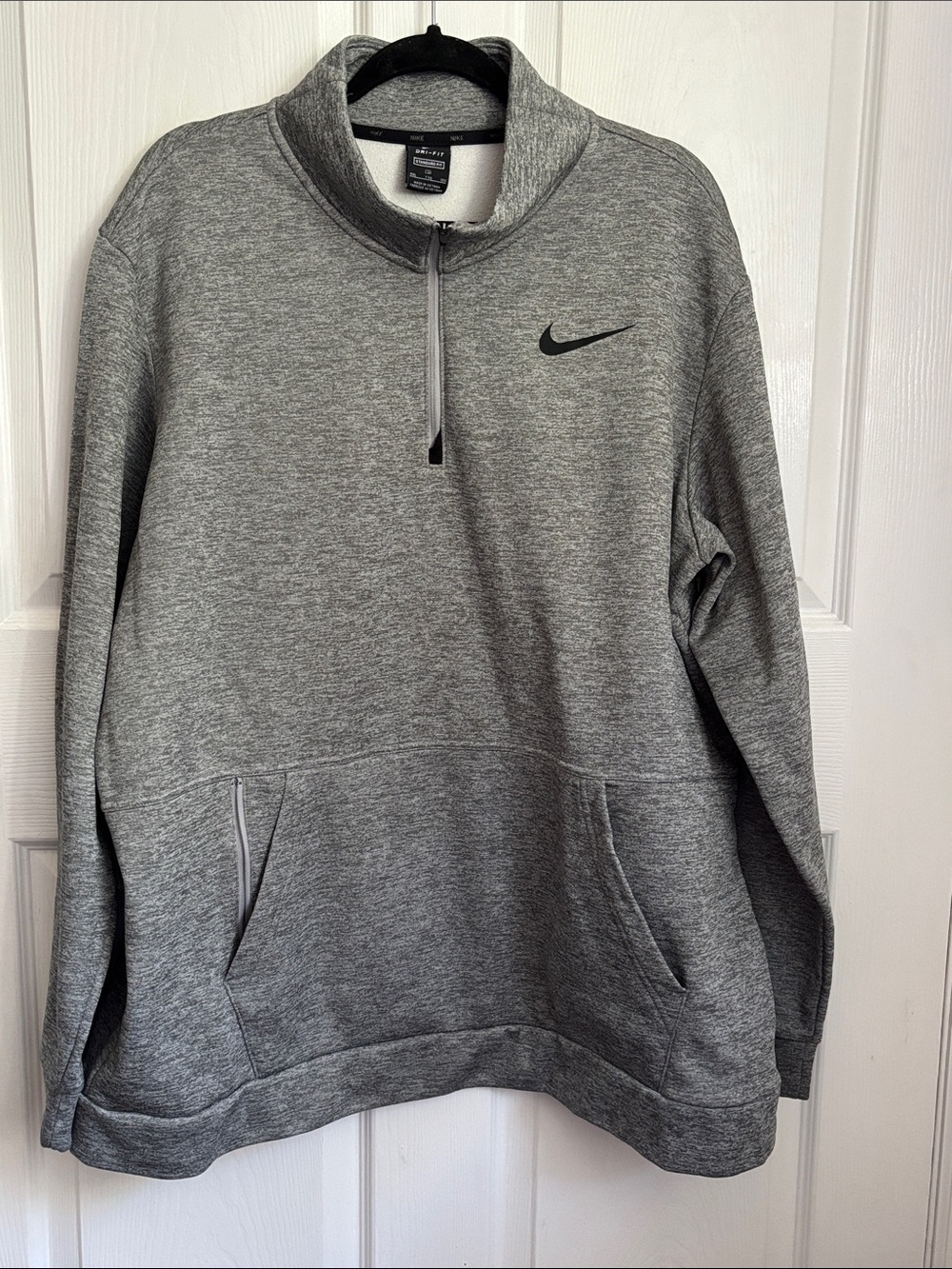 Nike Grey Quarer-Zip Pullover Hoodie Standard Fit Chest logo kangaroo pocket XXL